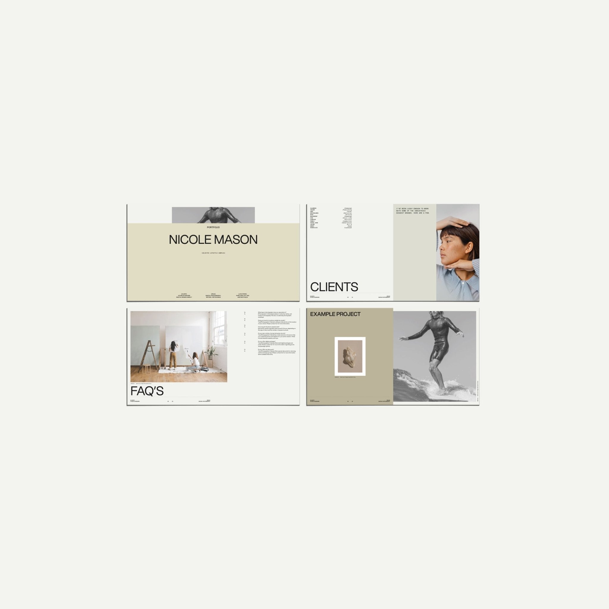 Photography portfolio template for Canva and InDesign